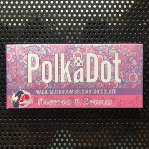Polkadot Berries and Cream Chocolate, buy polkadot chocolate, polkadot mushroom chocolate, buy polkadot mushroom chocolate, polkadot mushroom bar